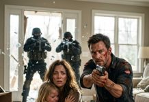 “Hand over the little girl, Marcus, or watch your fake family die!” When armed hitmen smashed through our front door, my blood-soaked husband raised his pistol to shield us, leaving me to realize our entire marriage was a lie—and the real nightmare had only just begun in our dark basement.
