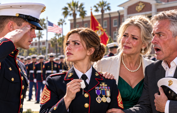 “Your brother is this family’s first real Marine!” Dad declared before Noah’s graduation, with me standing beside him. I had enlisted in 2007 and spent nineteen years serving in silence. Then Noah approached in dress blues, snapped to attention, and saluted me in front of Dad—before revealing the secret help I’d given him…