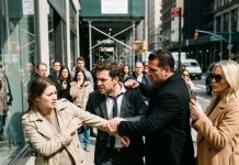 You’re a pathetic beggar carrying a bastard child!” my ex-husband snarled, violently gripping my arm on the sidewalk while his model mistress smirked and recorded—until my feared mob boss brother stepped in, seizing him by the shoulder, unaware this public humiliation would ignite our runway revenge exposing their federal fraud.