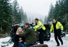 “Save Rachel first, she’s carrying my child!” My husband screamed to the paramedics while I lay bleeding on the icy road beside our overturned SUV, totally unaware that the hospital lab test would soon expose her fake pregnancy and unveil their eight-million-dollar insurance plot.