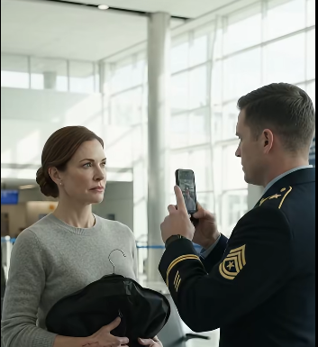 He handed me his garment bag without looking up. “Hang that when we board, ma’am.” I held it. Two men in the row behind me stood at the same time. Same haircut. Same earpiece. He kept scrolling his phone. “SIR, YOU’LL WANT TO PUT THAT DOWN.”