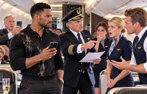 I Was the Only Passenger Skipped in First Class—Then the Flight Attendant Poured Champagne Over Me, Grabbed My Phone, and Smirked… Until the Captain Walked Out of the Cockpit Holding an Order That Changed Everything