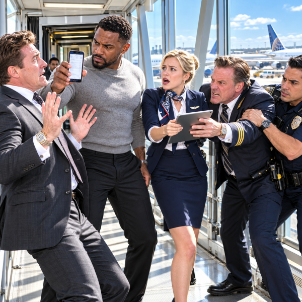 Tense Confrontation in the Airport Jetbridge