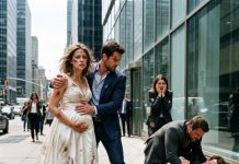 “You’ll die in the gutter before you ever leave me with that child!” My abusive billionaire fiancé screamed as he was pinned to the Manhattan sidewalk, watching me bleed in my shredded wedding gown—completely unaware that his rival CEO was about to expose his darkest corporate murder.