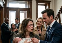 “Hand over the baby right now, you mentally unstable wreck!” Cole screamed, violently grabbing my newborn as his wealthy mistress sneered, unaware that the secret recording device hidden in my pocket was already broadcasting his extortion directly to federal agents waiting outside.