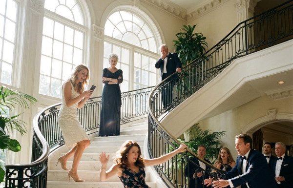 “Shut your mouth and stop ruining this wedding!” my father hissed as my shattered knee hit the marble steps. He dumped me in a cab to protect my sister’s spotlight, completely unaware that tomorrow I’d hijack the ceremony screens with security footage and bank fraud receipts.